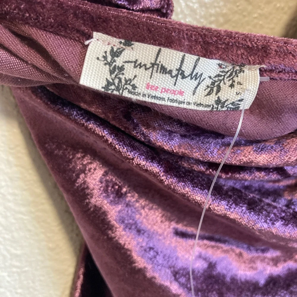 Free People All Night Velvet Tunic in Fig Jam (Size S)